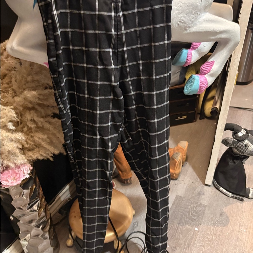 Dynamite Black and White Windowpane Pantsuit